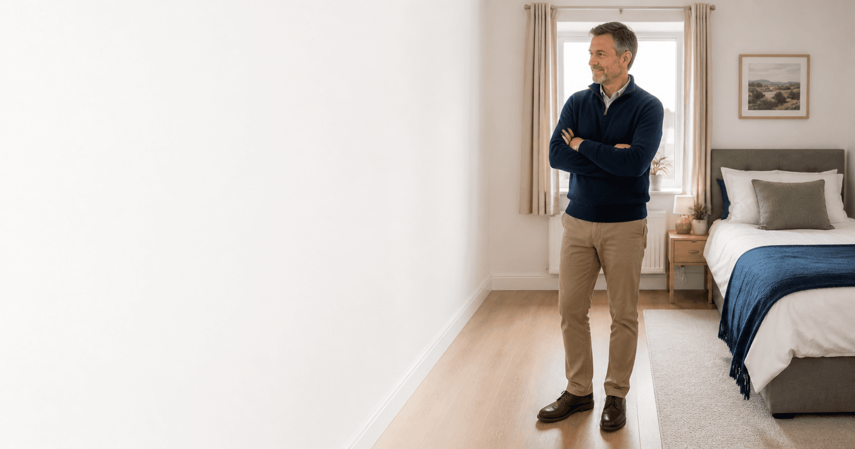 A homeowner considering listing a bright spare bedroom